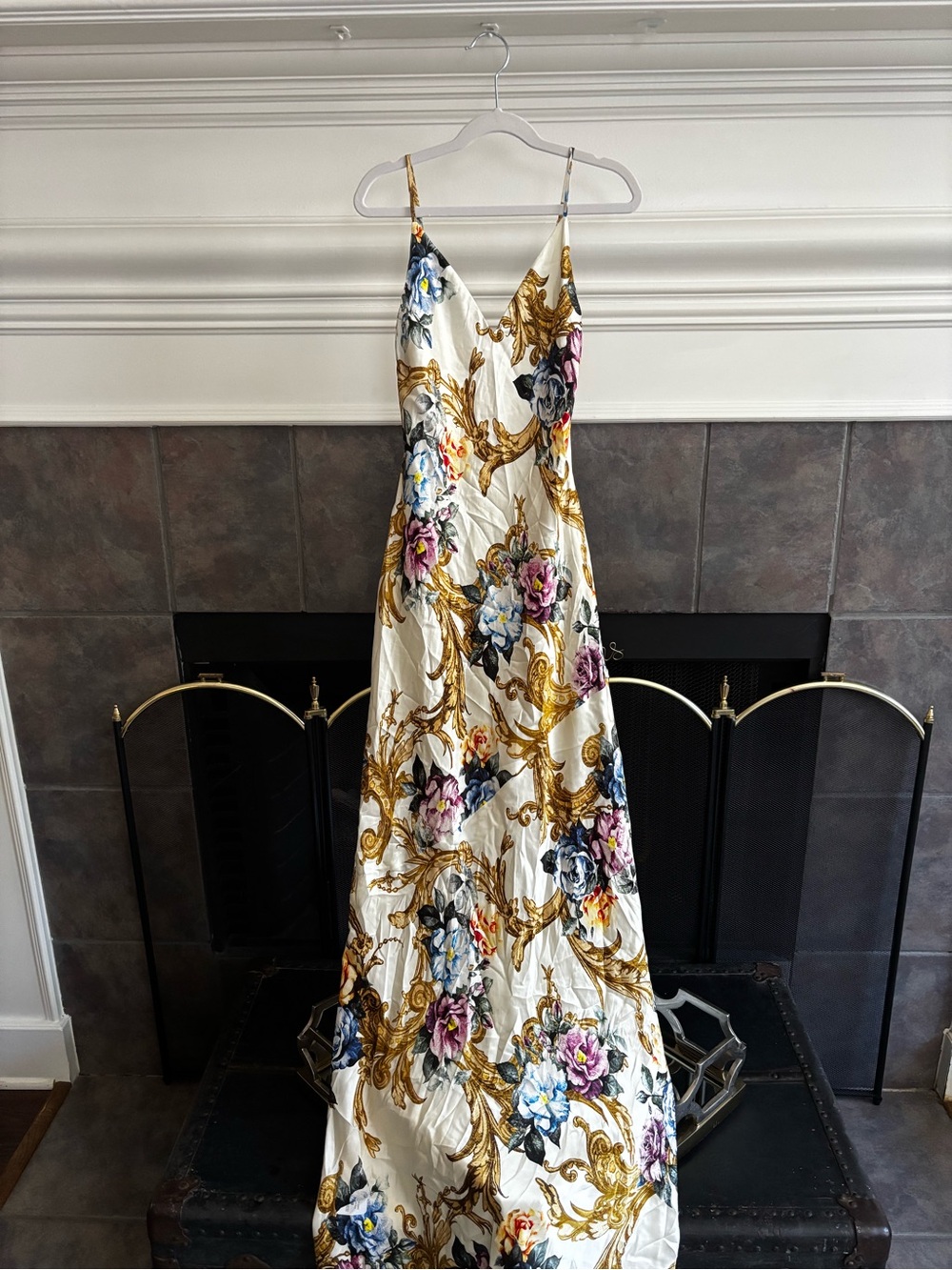 L'AGENCE White Floral Baroque Slip Maxi Dress - Picture 5 of 6